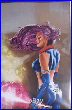 Greg Horn 11x17 Glossy Signed Print Psylocke With Sword Blue Suit New X-men