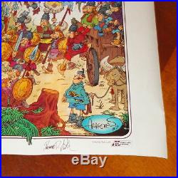 Groo The Wanderer Seige Poster 1988 Signed by Colorist Tom Luth 22 x 33 Aragones