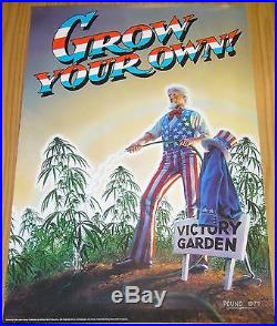 Grow Your Own vintage poster john pound uncle sam dope/marijuana underground