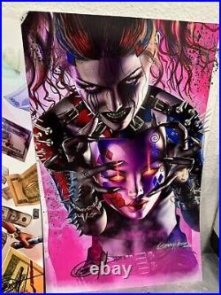Harley Quinn Signed By Greg Horn Purple Foil Variant Exclusive LOT OF 3 Posters