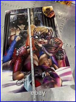 Harley Quinn Signed By Greg Horn Purple Foil Variant Exclusive LOT OF 3 Posters
