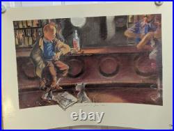 Hommage to Herge Tintin at the Bar by Esteve Fort lithograph 1980s laminated