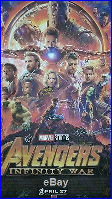 INFINITY WAR Cast Signed Movie Premiere Poster Avengers Marvel Iron Man Thor Cap