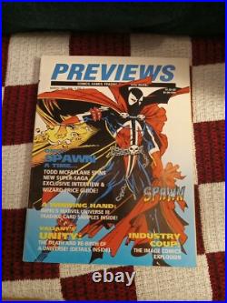 Image Previews March 1992 Comic Magazine 1st Spawn Cards Attached & Poster