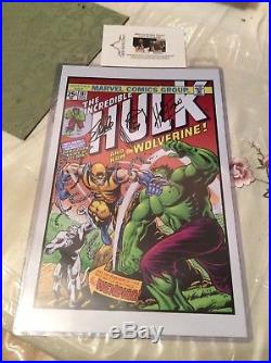 Incredible Hulk 181 Poster Art Signed By Stan Lee & Herb Trimpe COA 11 By 17