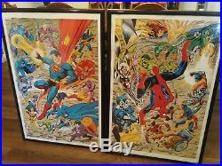 JOHN BYRNE 1991 MARVEL & DC TWO POSTER SET in poster frames