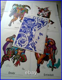 Jack Kirby's Gods Set of 4 Color Posters 1972 with original envelope, SIGNED