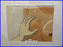 Japanese Animation Cel La Blue Girl Hand Painted 1990s + Original Sketch 2 Total