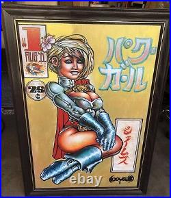 Japanese Comic Book Power Girl Oil Paint On Canvas Artist James 4032 Rare