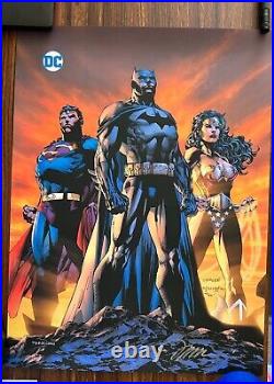 Jim Lee Signed DC Batman Superman Poster Fan Expo Experience Exclusive 18 x 24