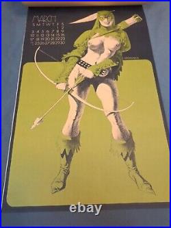 Jim Steranko Vintage 1973 SUPERGIRLS Calendar Naughty Print March 10.5x17