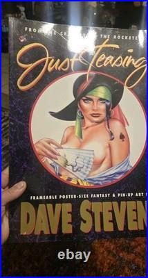 Just Teasing Dave Stevens 1991 Betty Page Sheena Planet Comics Poster Book Autog
