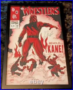 Kane WWE Framed Autographed Signed 11x17 Comic Art Highspots COA
