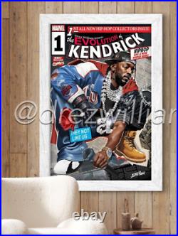 Kendrick Lamar CANVAS HUGE 22x36 Poster comic style Super Bowl