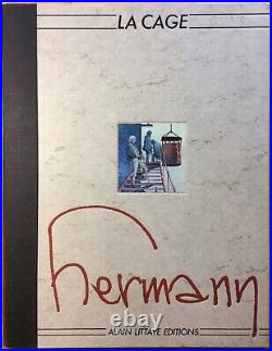 LA CAGE Portfolio 600 ex. N&s Ed. Littaye + crayonné Hermann 1982 Très bon état
