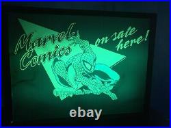 LIGHTED SPIDER-MAN, MARVEL COMICS ON SALE HERE COMIC BOOK STORE SIGN Rare