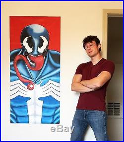 Large original acrylic painting of the comic book character venom on
