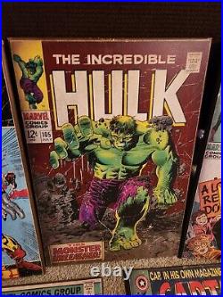 Lot 5 Retro Comic Book Wooden Wall Art Poster 13x19 Marvel Comics Hulk Xmen