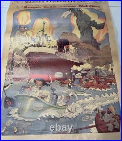 Lyoner Feininger Poster Karikaturen Comics 1981 Chicago Tribune Rare Hamburg Lyoner Feininger Poster Karikaturen Comics 1981 Chicago Tribune Rare Hamburg