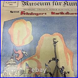 Lyoner Feininger Poster Karikaturen Comics 1981 Chicago Tribune Rare Hamburg Lyoner Feininger Poster Karikaturen Comics 1981 Chicago Tribune Rare Hamburg