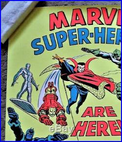 MARVEL SUPER HEROES ARE HERE (1971) 3rd Eye Black Light Poster Brilliant Color