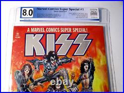 MARVEL SUPER SPECIAL #1 KISS WithPOSTER GENE BLOOD INK PGX GRADED 8.0. + CGC BAG