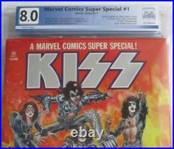 MARVEL SUPER SPECIAL #1 KISS WithPOSTER GENE BLOOD INK PGX GRADED 8.0 FREE CGC BG