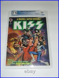 MARVEL SUPER SPECIAL #5 KISS WithPOSTER GENE PAUL ACE PGX GRADED 7.5 +CGC BAGGED