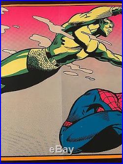 MARVEL THIRD EYE BLACKLIGHT POSTER Sub-Mariner & Spider-Man 1971 Marvelmania