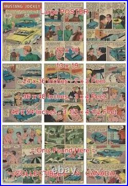 MUSTANG JOCKEY 1967 Ford CAR Story = POSTER Comic Book 5 SIZES 17-4 1/2 FT