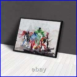 Marvel Avengers Watercolor Poster Wall Art Superhero Canvas Decor