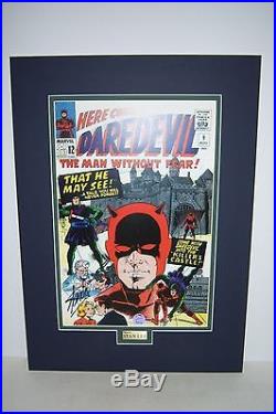Marvel DAREDEVIL #9 cover print signed by STAN LEE. Matted, COA hologram
