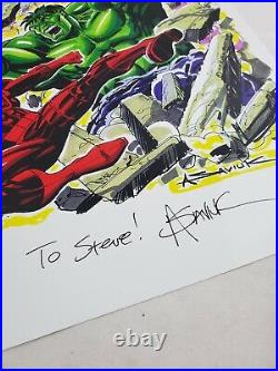 Marvel Ent. 2009 Signed Comic Poster Hulk Spiderman Dare Devil Allen Saviuk Art