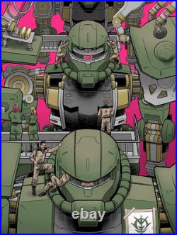 Mobile Suit Gundam Zaku II Assembly Line by Robert Wilson IV Screen Print Poster