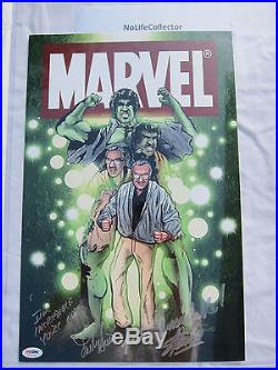 ONE OF A KIND MARVEL SIGNED HULK 11x17 POSTER STAN LEE AND LOU FERRIGNO PSA/DNA