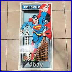 Original 1986 Superman poster, 2-Sided 37x18 Vintage DC Action comic book pin-up