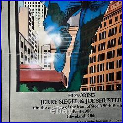 Original 1986 Superman poster, 2-Sided 37x18 Vintage DC Action comic book pin-up