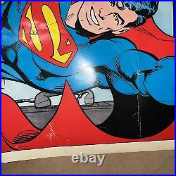 Original 1986 Superman poster, 2-Sided 37x18 Vintage DC Action comic book pin-up