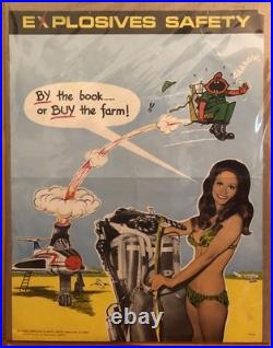 Original Vtg 70's Air Force EXPLOSIVES SAFETY Poster By The Book Buy The Farm