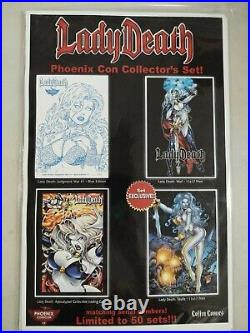 Phoenix Comicon Collectors Set SIGNED Lady Death Coffin Comics Prints Comic Card