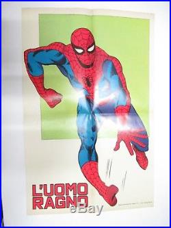 Poster Manifesto L' Uomo Ragno N. # 1 Corno 1970 First Edition Spiderman Gadget