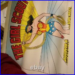 Poster Wonder Woman Girl Scouts DC Comics 1980 Recruiting Cartoon 20x25 Vtg