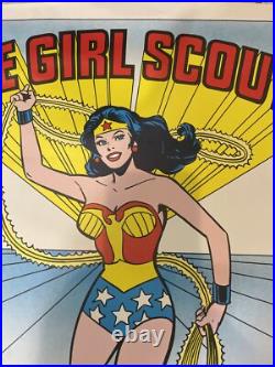 Poster Wonder Woman Girl Scouts DC Comics 1980 Recruiting Cartoon 20x25 Vtg