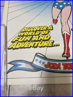 Poster Wonder Woman Girl Scouts DC Comics 1980 Recruiting Cartoon 20x25 Vtg