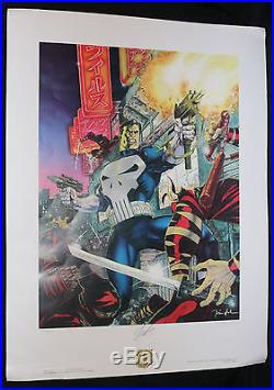 Punisher A Bad Night For Ninjas Lithograph 1989 Signed by Stan Lee and Jim Lee
