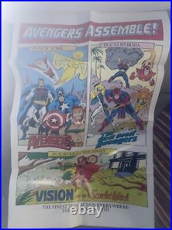 RARE AUTHENTIC 1985 MARVEL COMIC BOOK SHOP PROMO AVENGERS ASSEMBLE POSTER 34x22