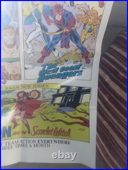 RARE AUTHENTIC 1985 MARVEL COMIC BOOK SHOP PROMO AVENGERS ASSEMBLE POSTER 34x22