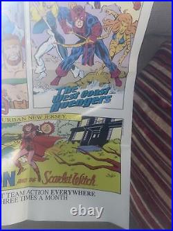 RARE AUTHENTIC 1985 MARVEL COMIC BOOK SHOP PROMO AVENGERS ASSEMBLE POSTER 34x22