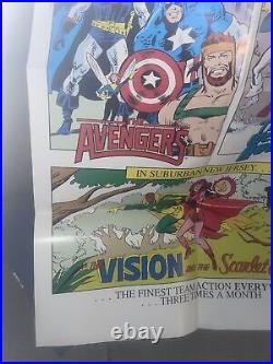 RARE AUTHENTIC 1985 MARVEL COMIC BOOK SHOP PROMO AVENGERS ASSEMBLE POSTER 34x22