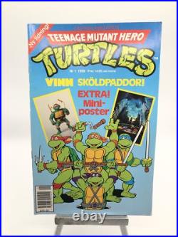 RARE TEENAGE MUTANT HERO TURTLES ISSUE 1 FINLAND 1990 withPOSTER FREE SHIPPING